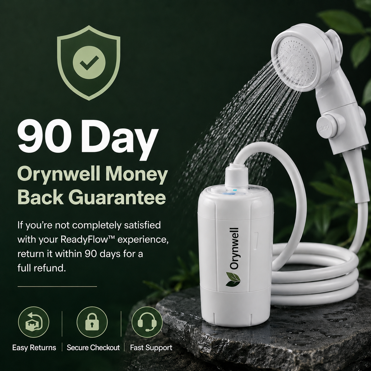 Orynwell ReadyFlow™ Portable Backup Shower