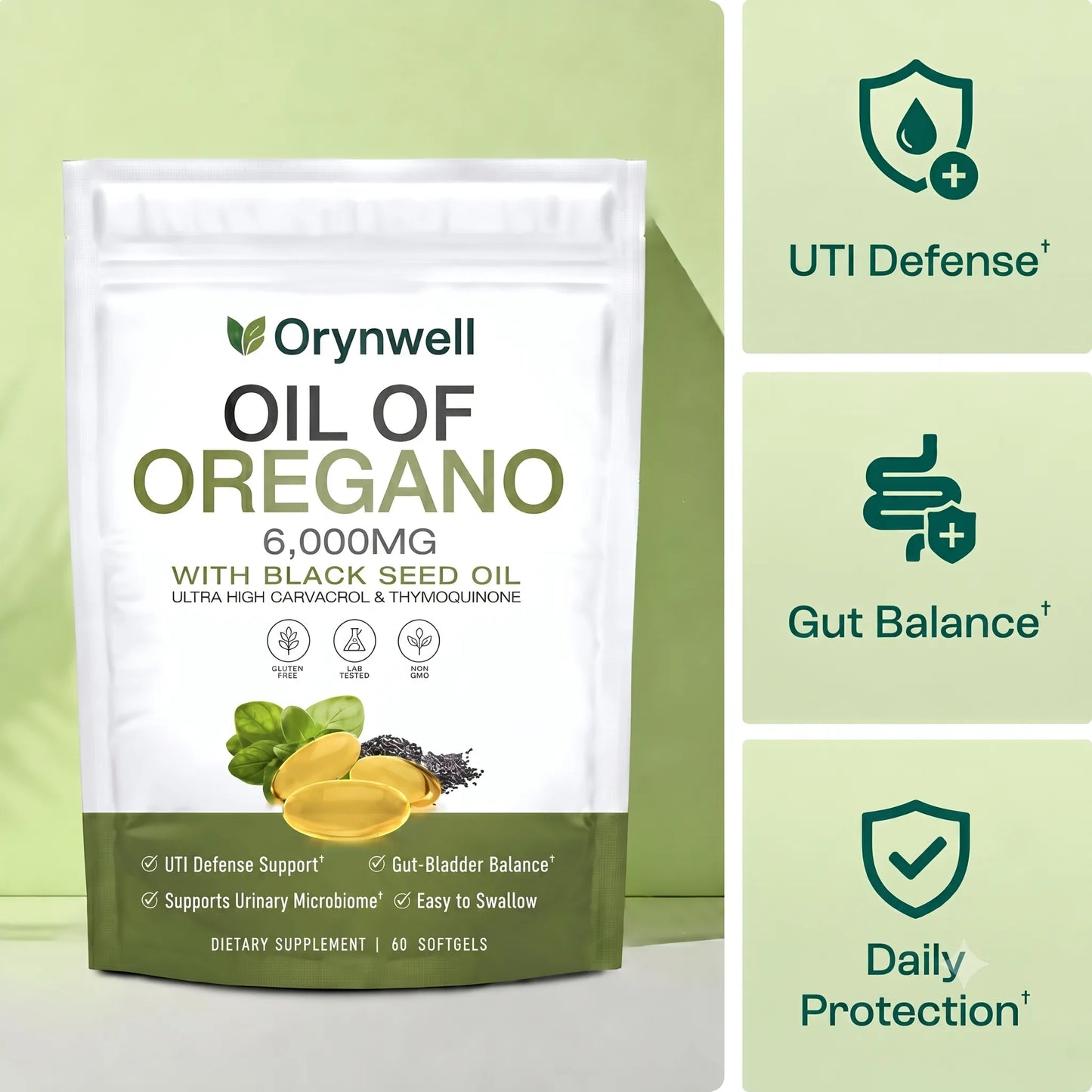 Orynwell™ Oregano & Black Seed Oil — UTI-Free Daily