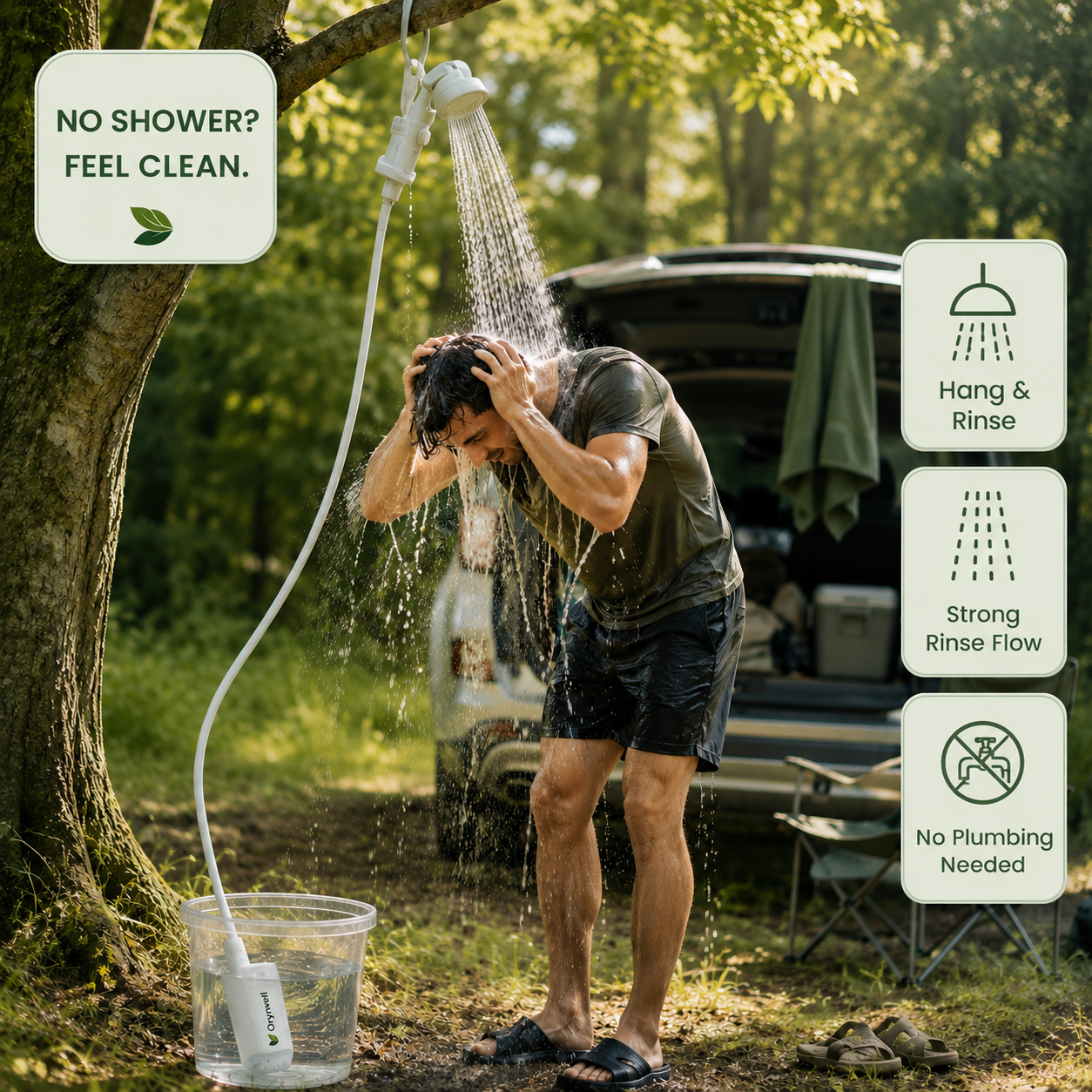 Orynwell ReadyFlow™ Portable Backup Shower