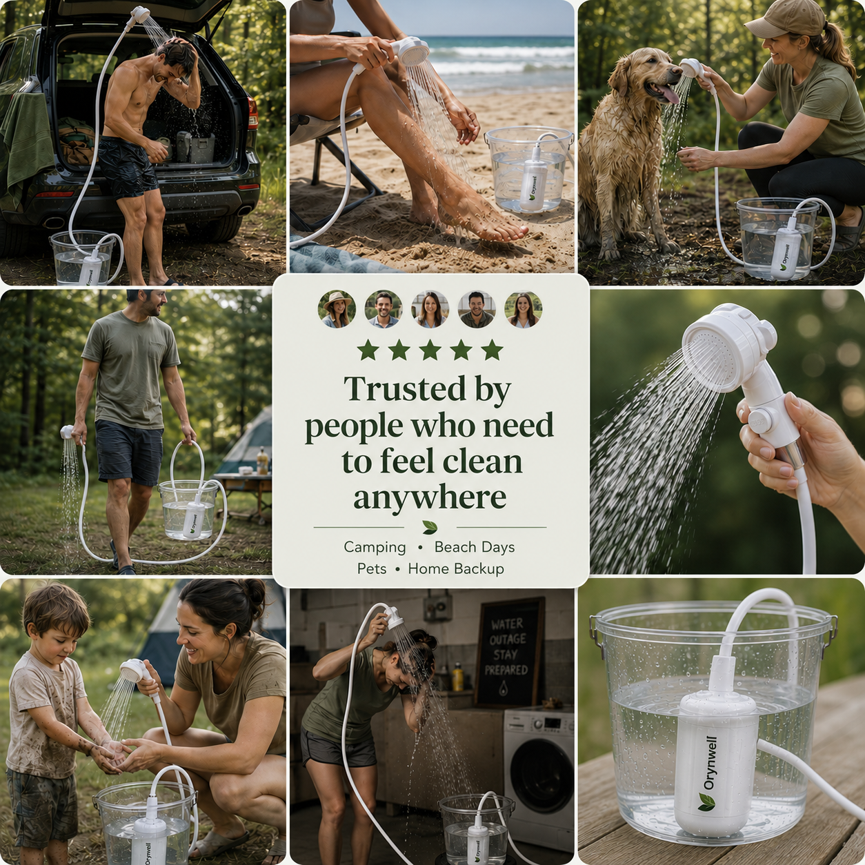 Orynwell ReadyFlow™ Portable Backup Shower