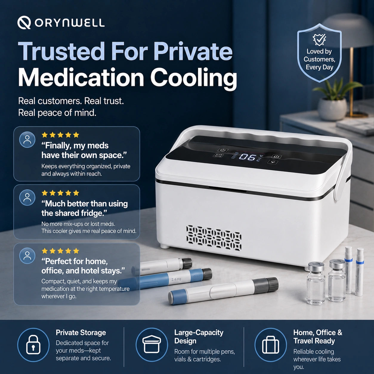 Orynwell MedVault™ Large-Capacity Personal Medication Cooler